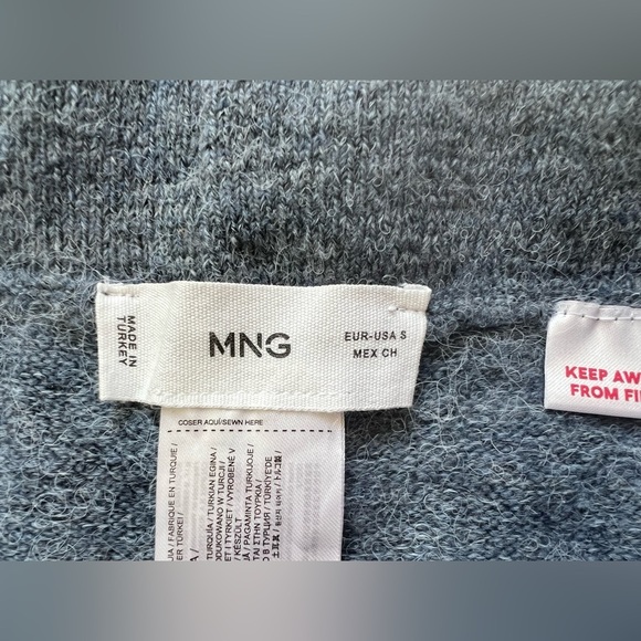 MNG Mango Elastic Waist Wide Leg High Rise Blue Pull On Sweater Knit Pants Sz S - Picture 7 of 8